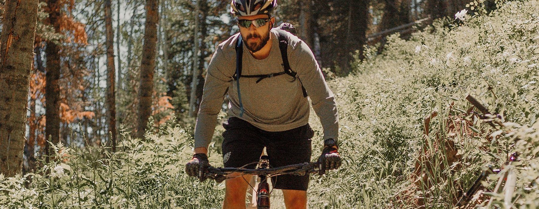 man mountain biking